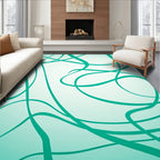 Teal Swirl Abstract Scenic Rug