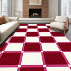 Classic Red White Checkerboard Pattern Rug