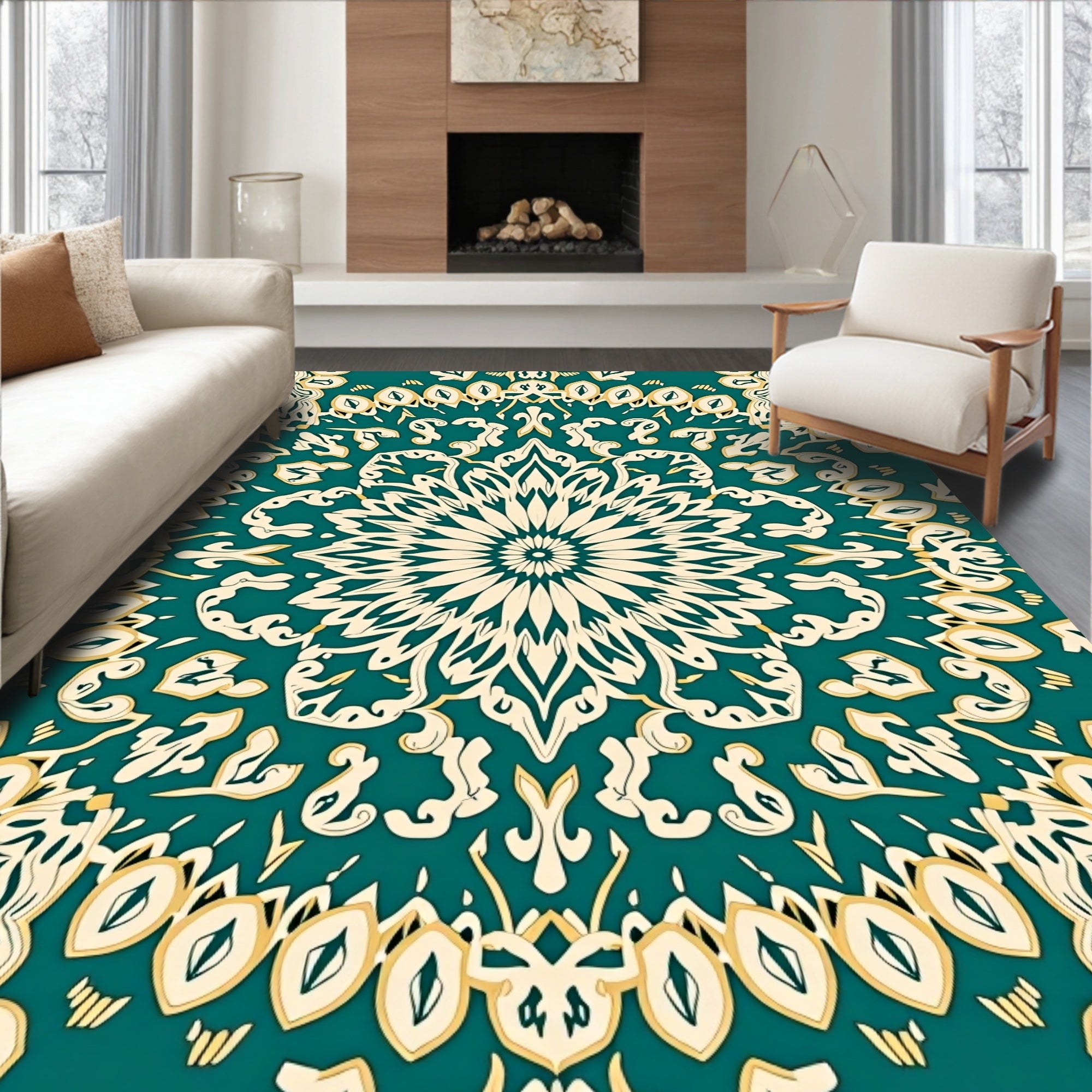 Mandala Inspired Floral Design Rug