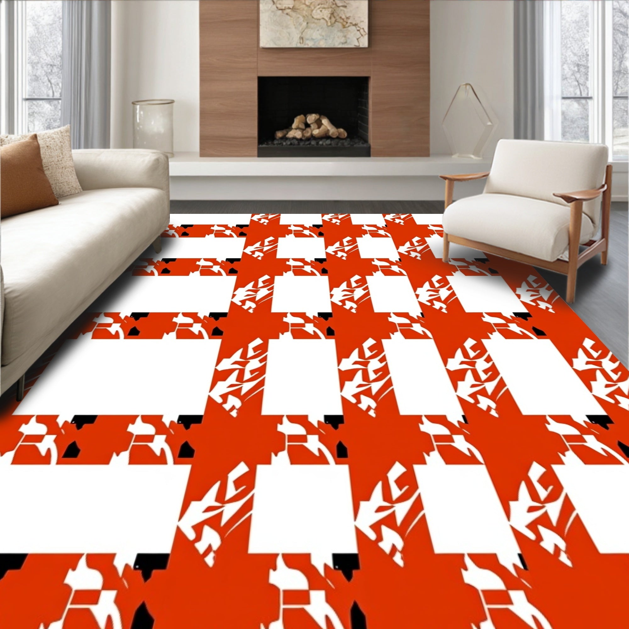 Bold Abstract Graphic Rectangle Pattern Rug