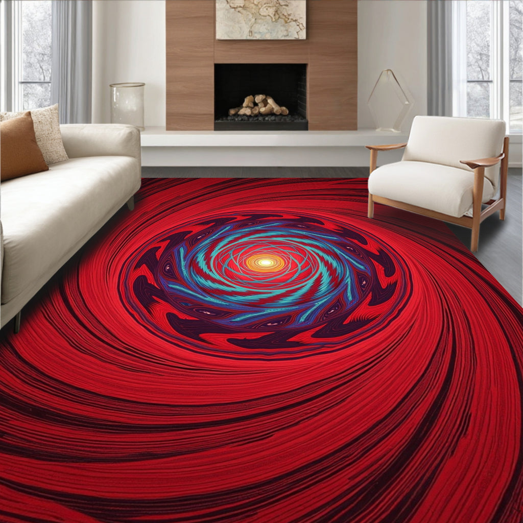 Vibrant Spiral Sunburst Patterned Rug