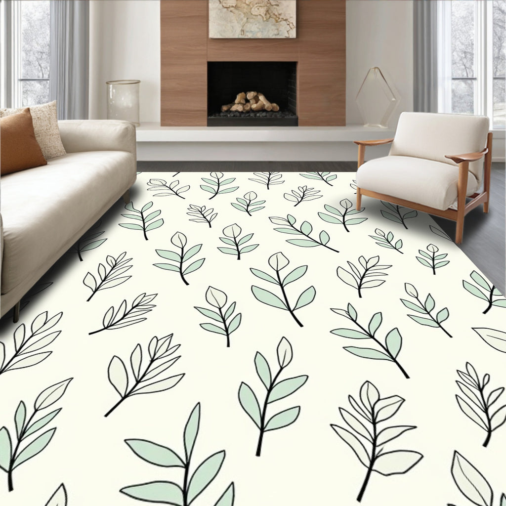 Delicate Pastel Leaf Pattern Rug