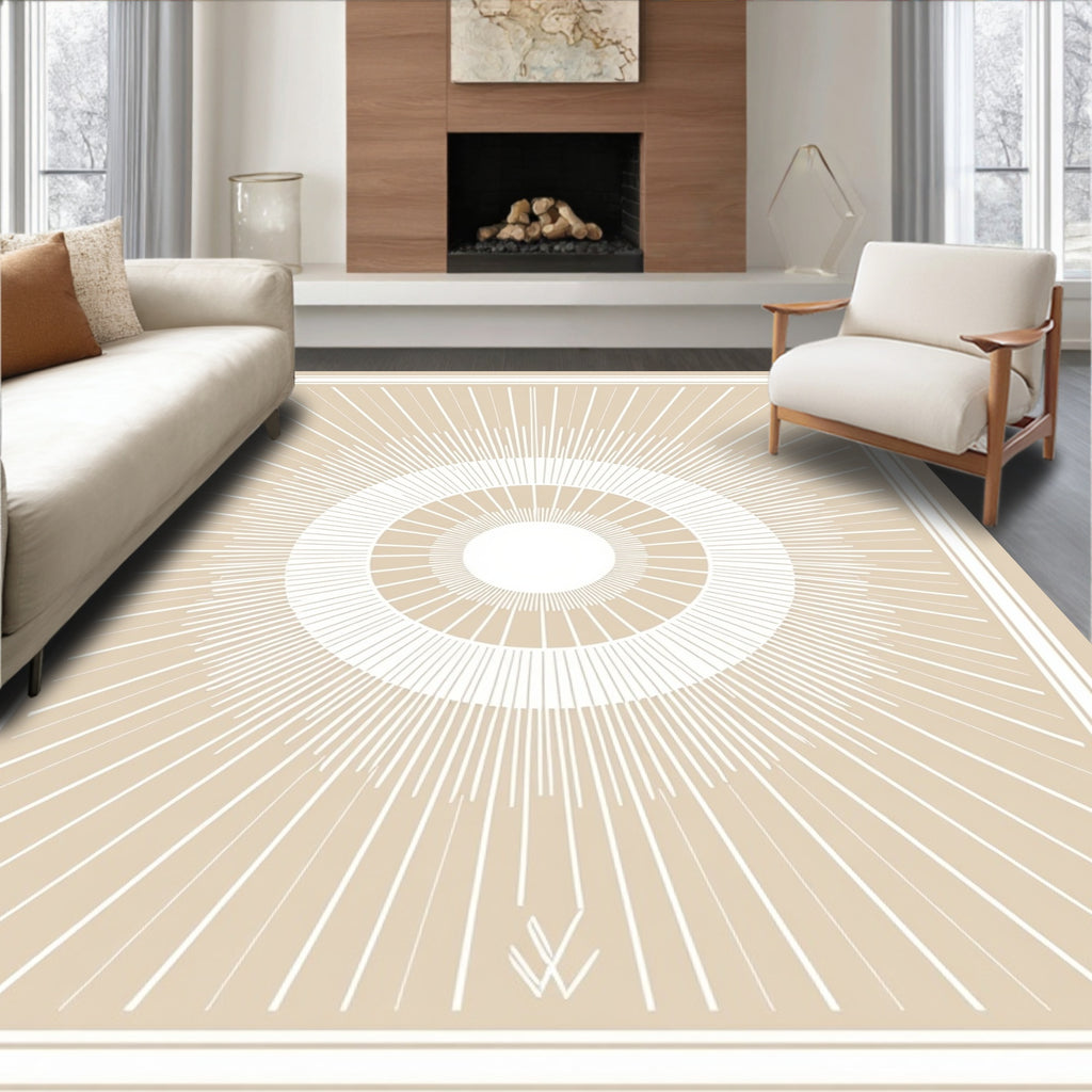 Radiating Sunburst Geometric Pattern Rug