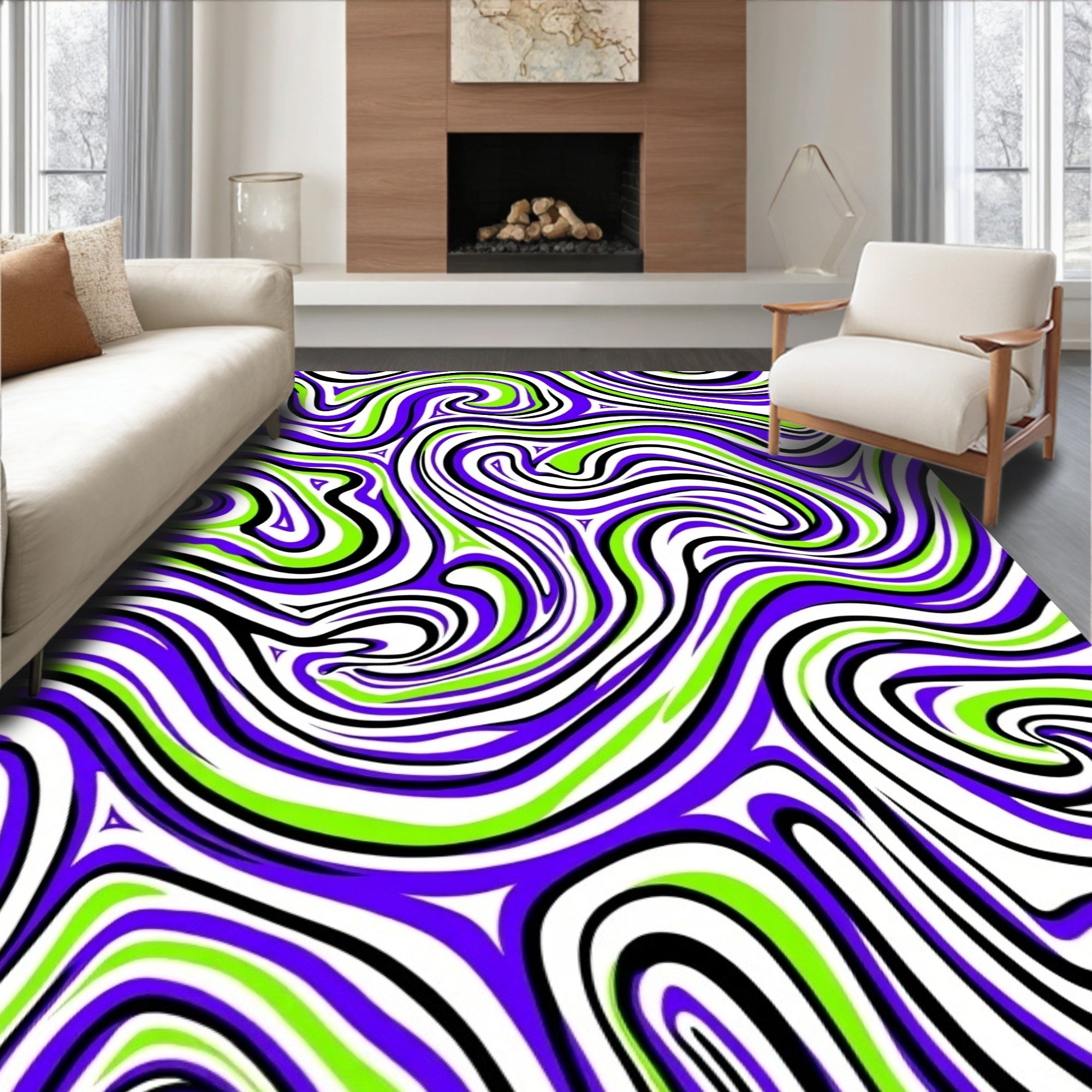 Vibrant Swirl 2 Tone Pattern Rug
