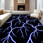 Electric Blue Lightning Bolt Pattern Rug