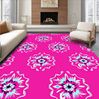 Bright Pink Floral Inspired Pattern Rug