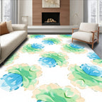 Soft Floral Blue Green Pattern Rug