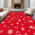 Whimsical Red Snowflakes Pattern Rug