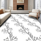 Delicate Botanical Branch Pattern Design Rug