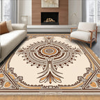 Rich Earthy Tones Intricate Floral Medallion Rug