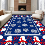 Festive Snowman Snowflake Border Design Rug