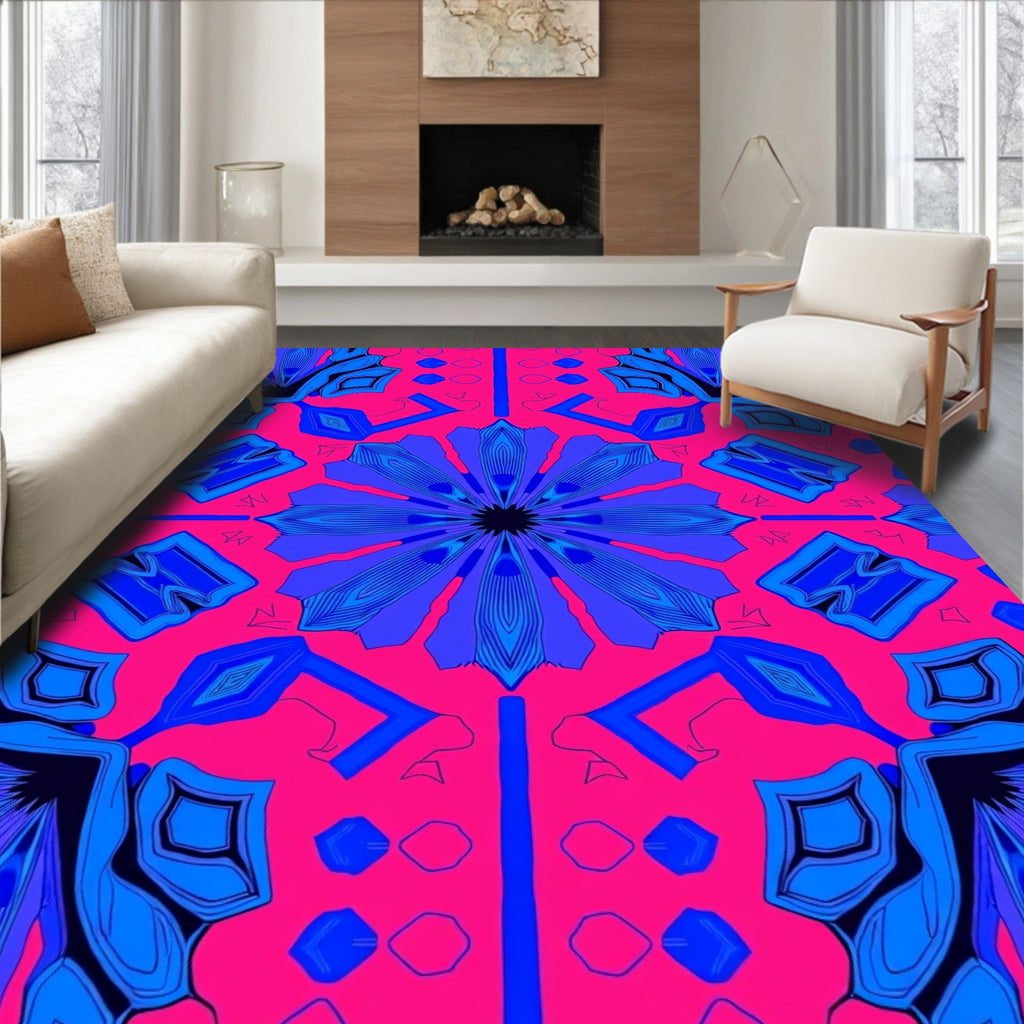 Vibrant Abstract Geometric Floral Pattern Rug