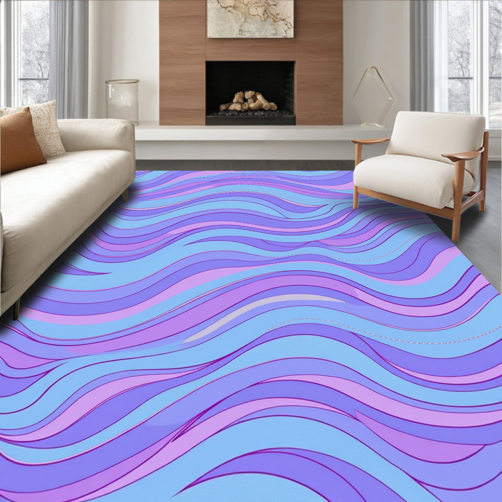 Serene Purple Blue Organic Waves Rug