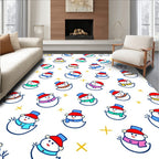 Playful Snowman Friends Colorful Scarf Scatter Rug