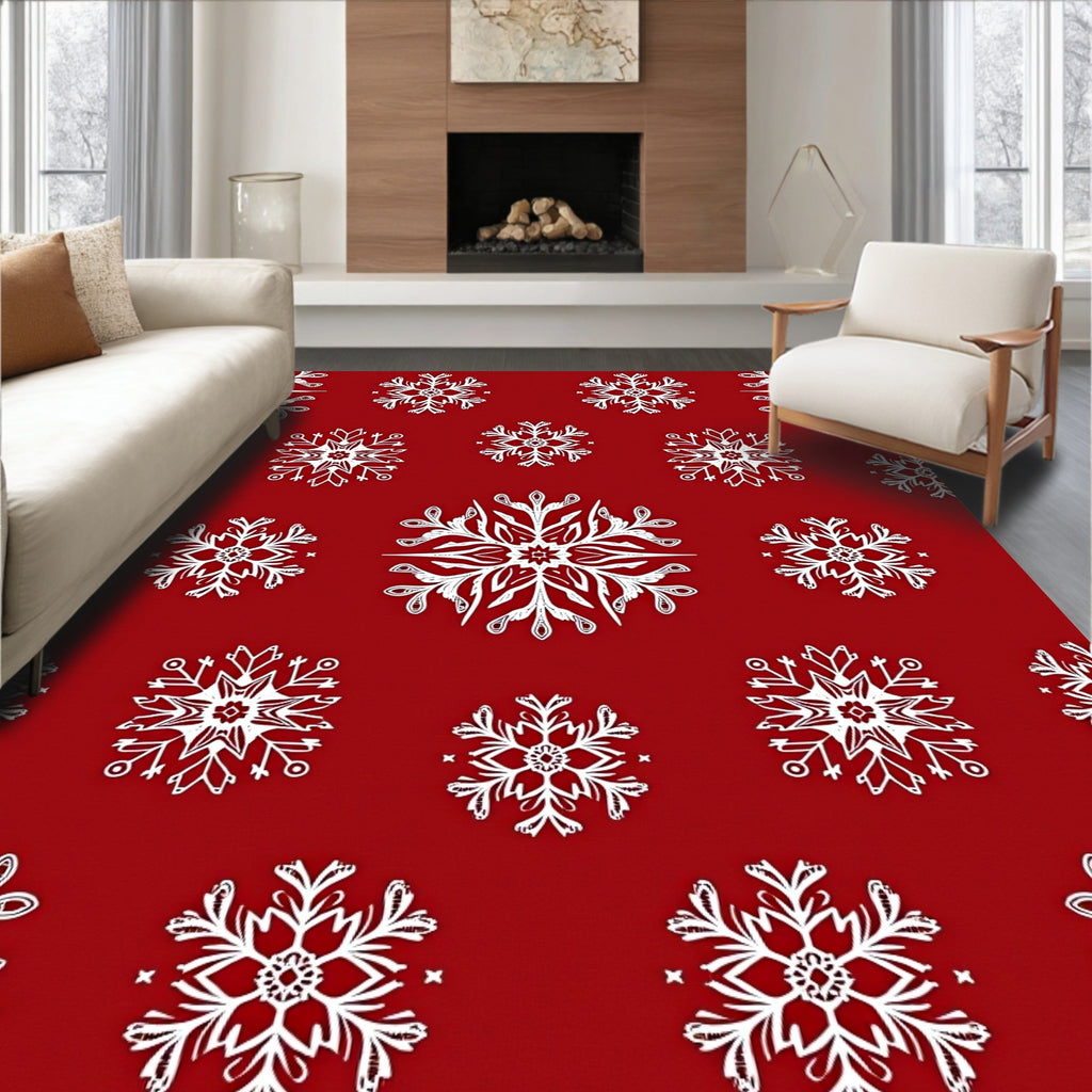 White Snowflake Pattern Design Rug