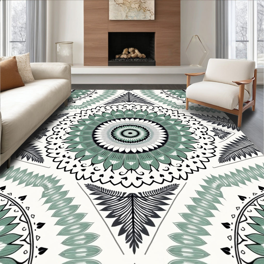 Classic Mandala Floral Patterned Rug
