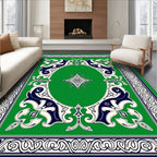 Green Ivory Navy Elaborate Emblem Rug