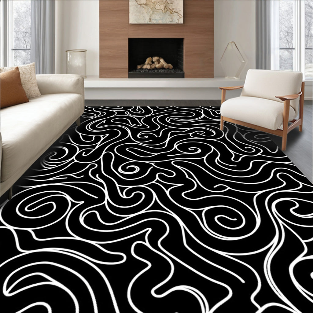 Minimalist Swirl Abstract Pattern Rug