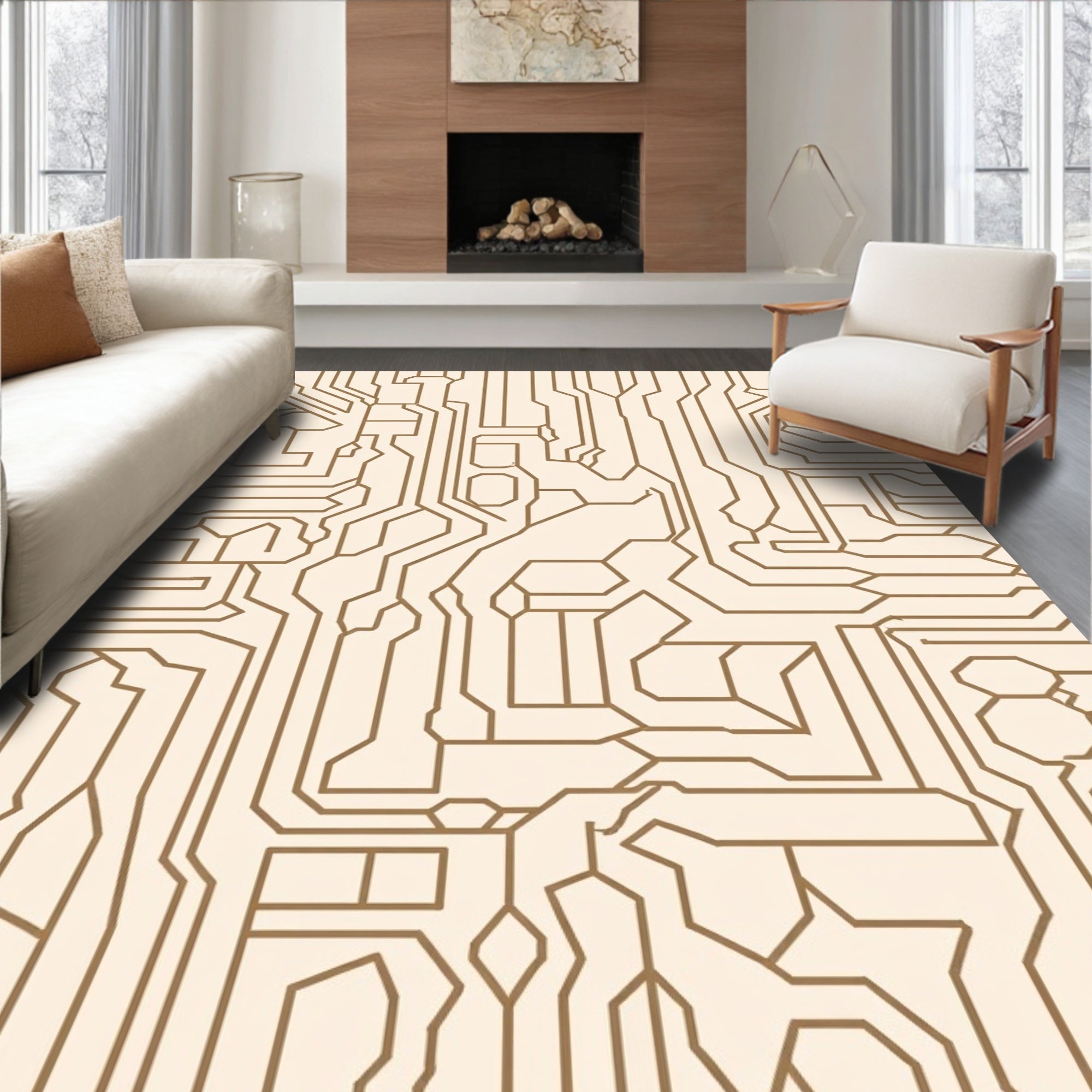 Circuit Board Pattern Textile Art Rug