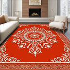 Intricate Floral Mandala Red Pattern Rug