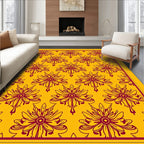 Golden Yellow Floral Motif Rug