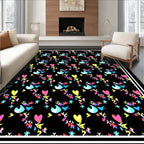 Abstract Heart And Floral Pattern Rug