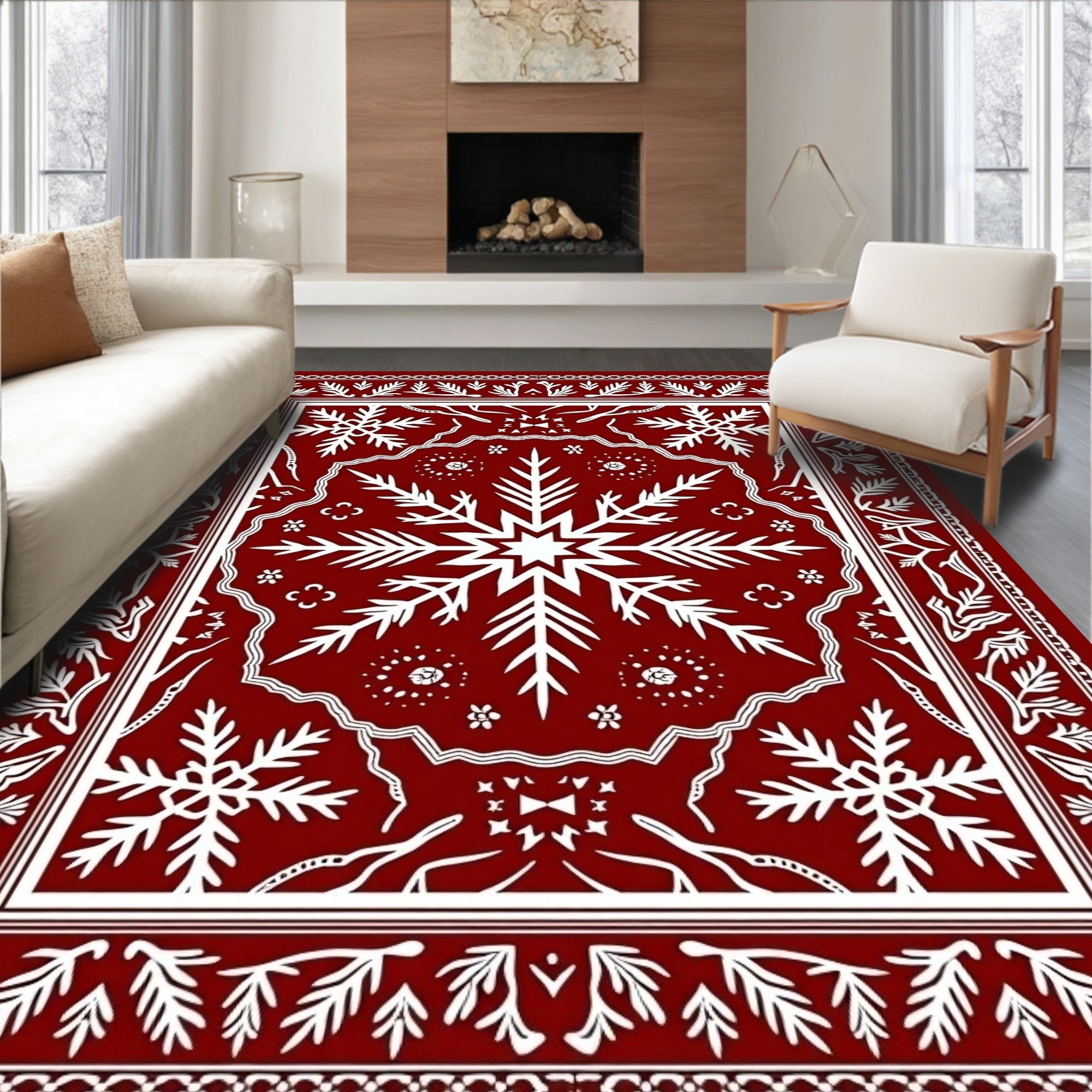 Winter Snowflake Mandala Design Rug