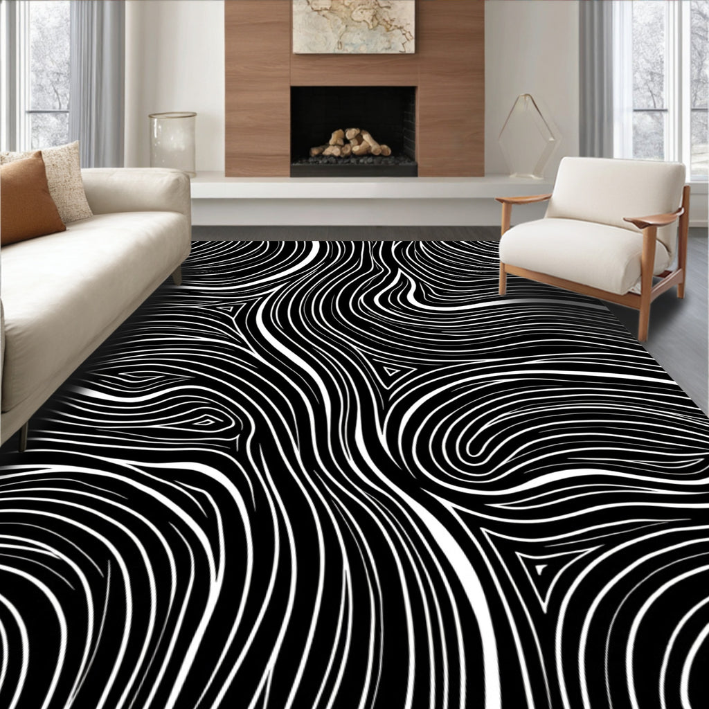 Abstract Wavy Stripe Pattern Rug
