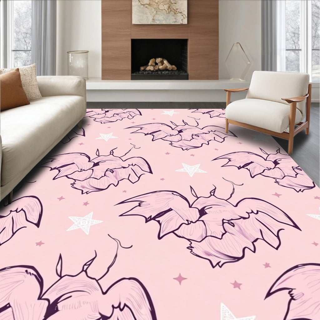 Whimsical Bat Star Pattern Rug