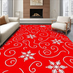 Red Snowflake Swirl Pattern Rug