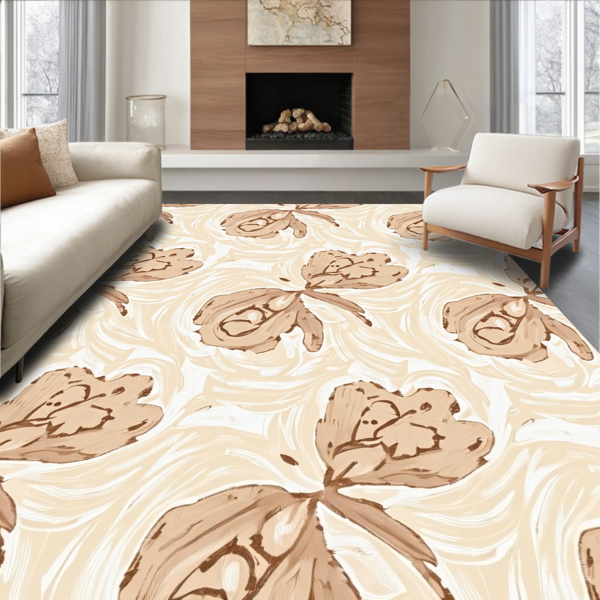 Abstract Floral Brushstroke Pattern Rug