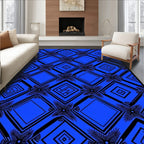 Bold Blue Geometric Diamond Design Rug