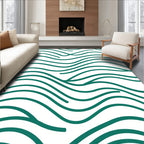 Modern Teal Wavy Lines Rug