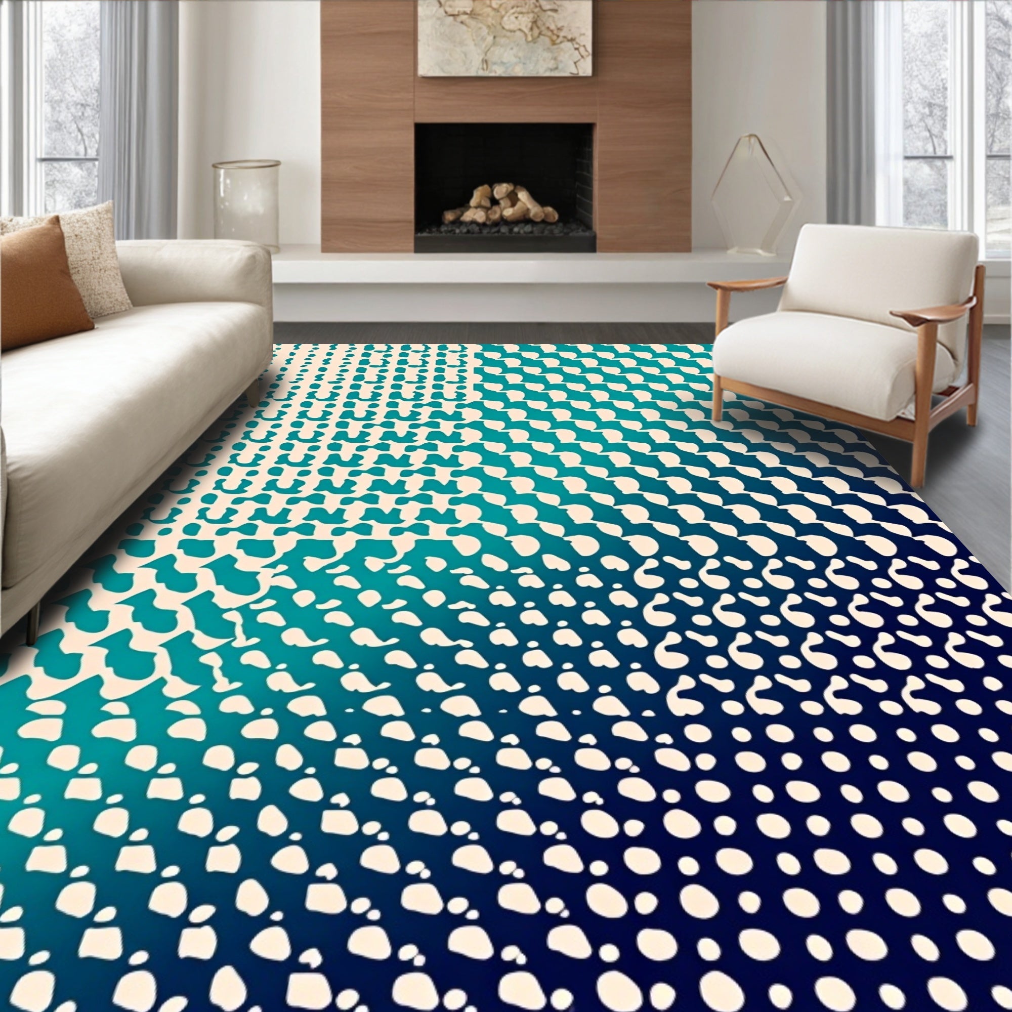 Abstract Gradient Dot Pattern Rug