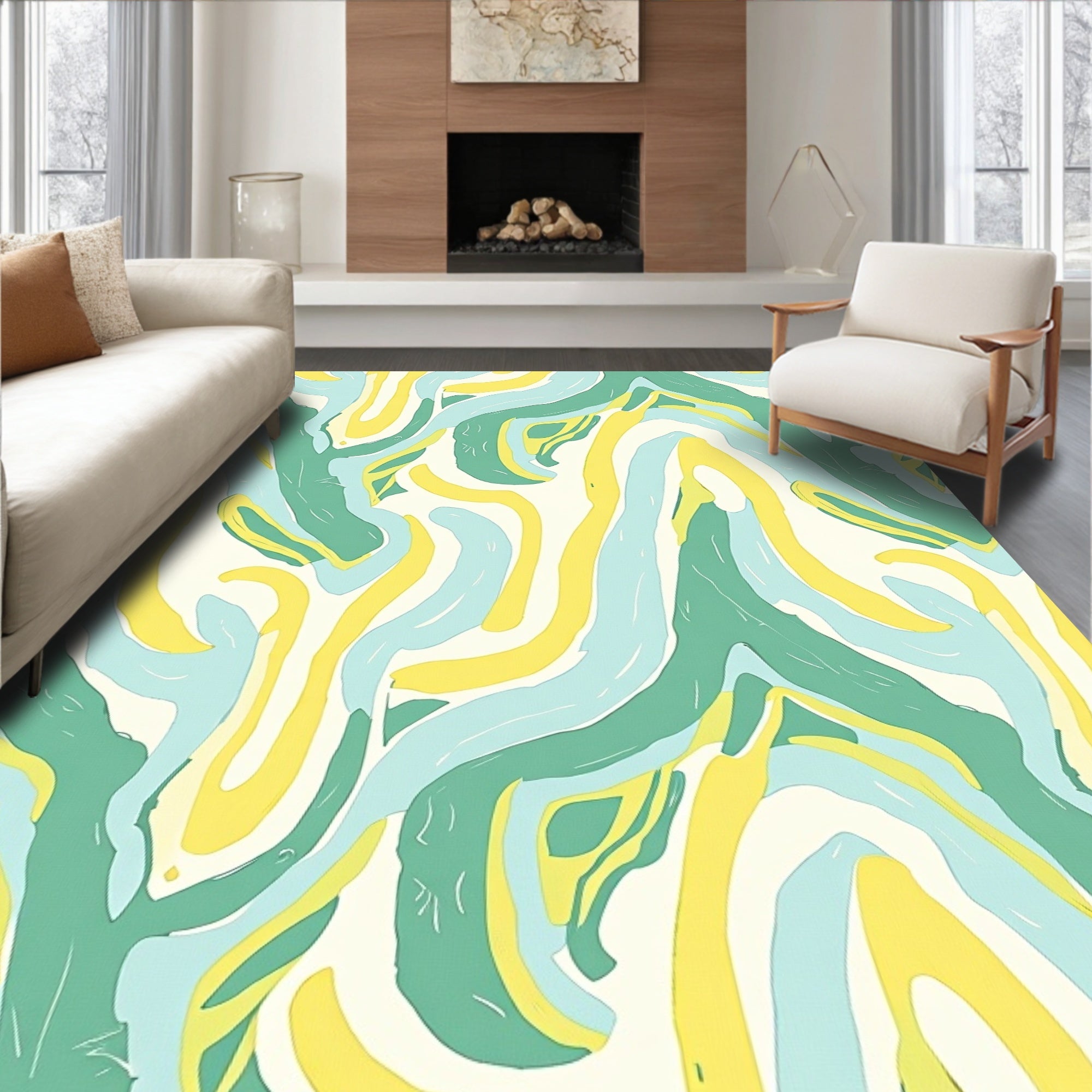 Abstract Wave Stripes Pattern Rug