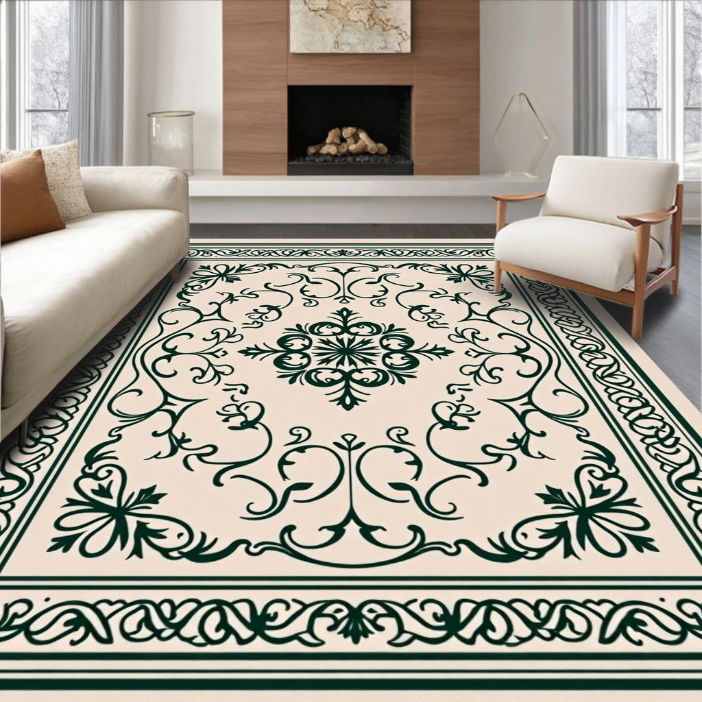 Ornate Floral Scrollwork Pattern Rug