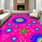 Bright Starburst Star Pattern Rug