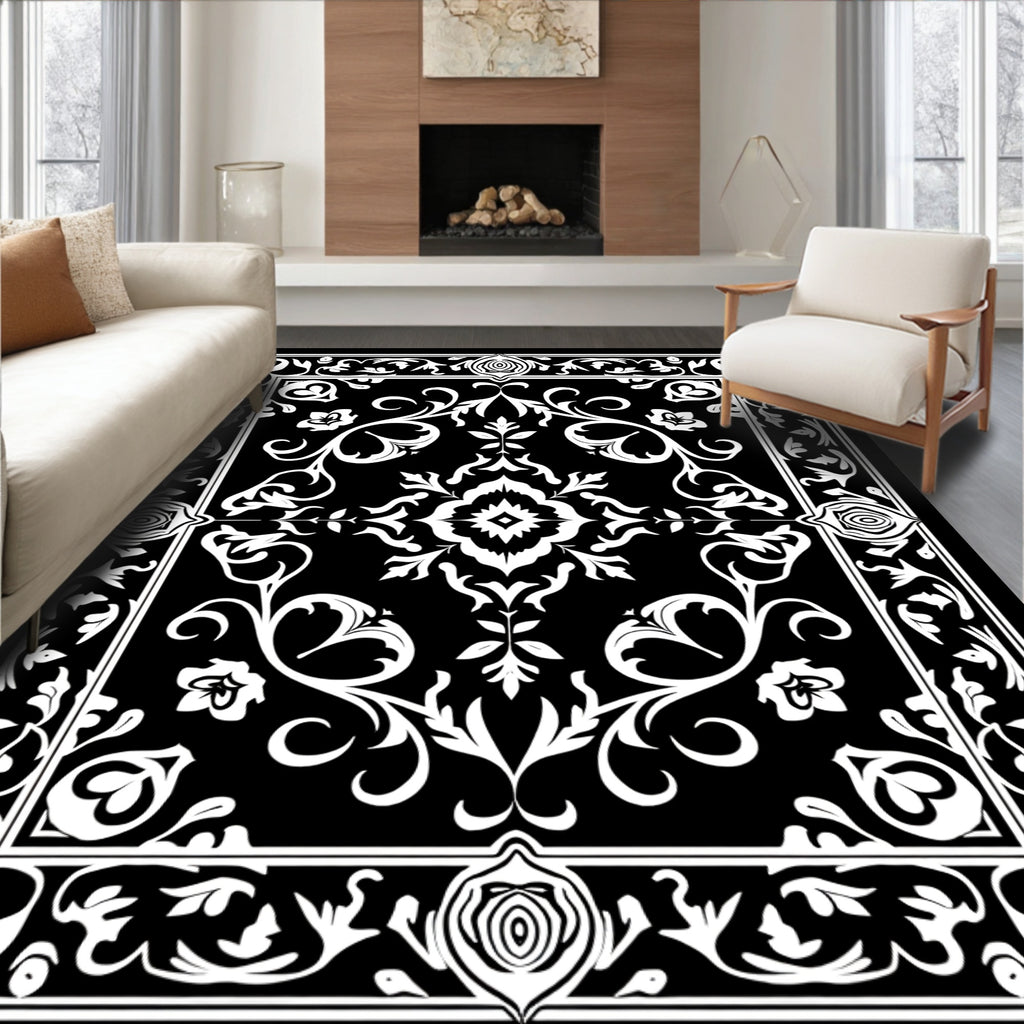 Ornate Floral Damask Pattern Rug