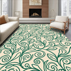 Elegant Green Swirl Floral Vines Rug