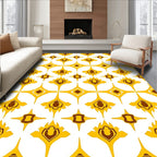Golden Ochre Floral Diamond Pattern Rug