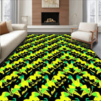 Abstract Yellow Green Dynamic Pattern Rug