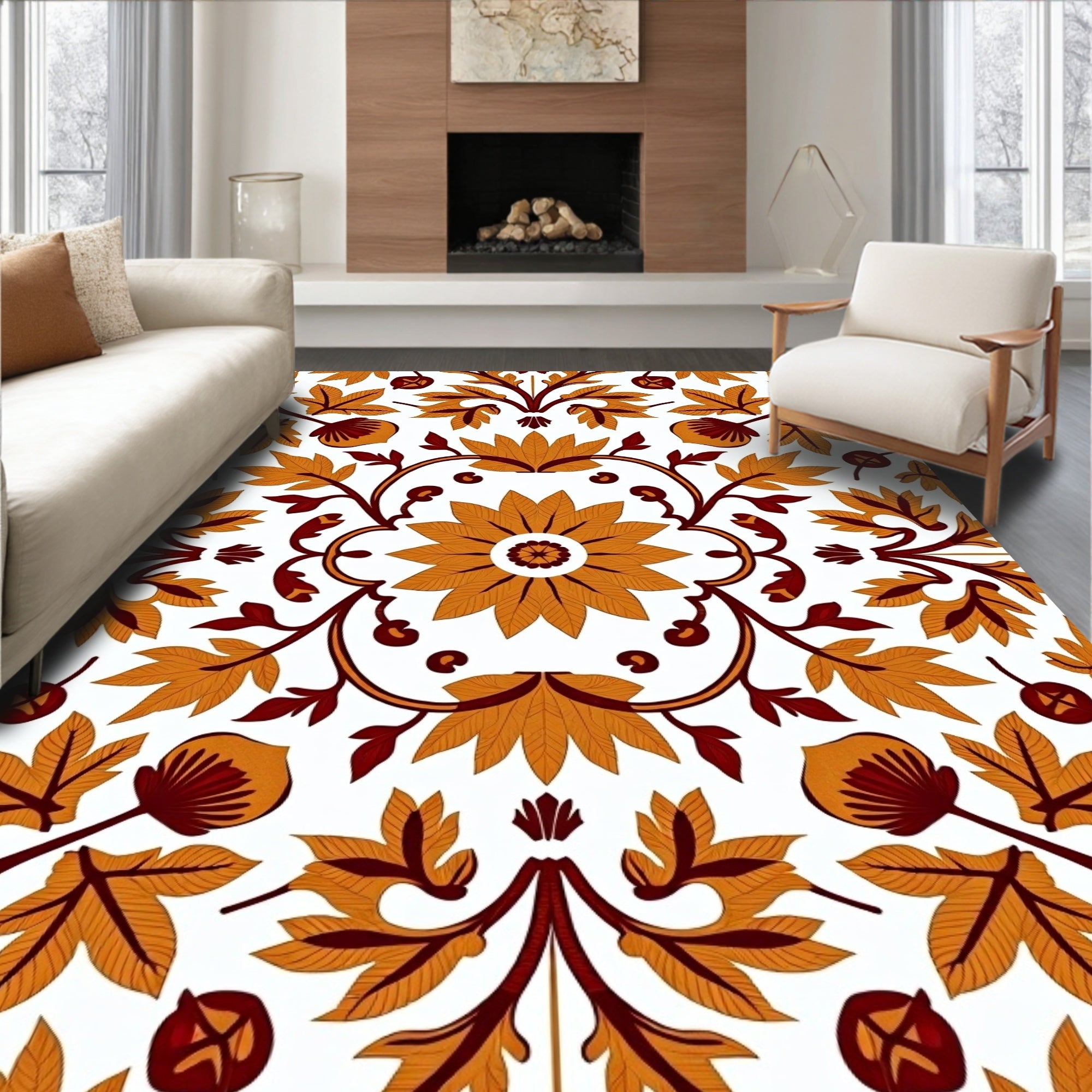 Ornate Floral Medallion Pattern Rug