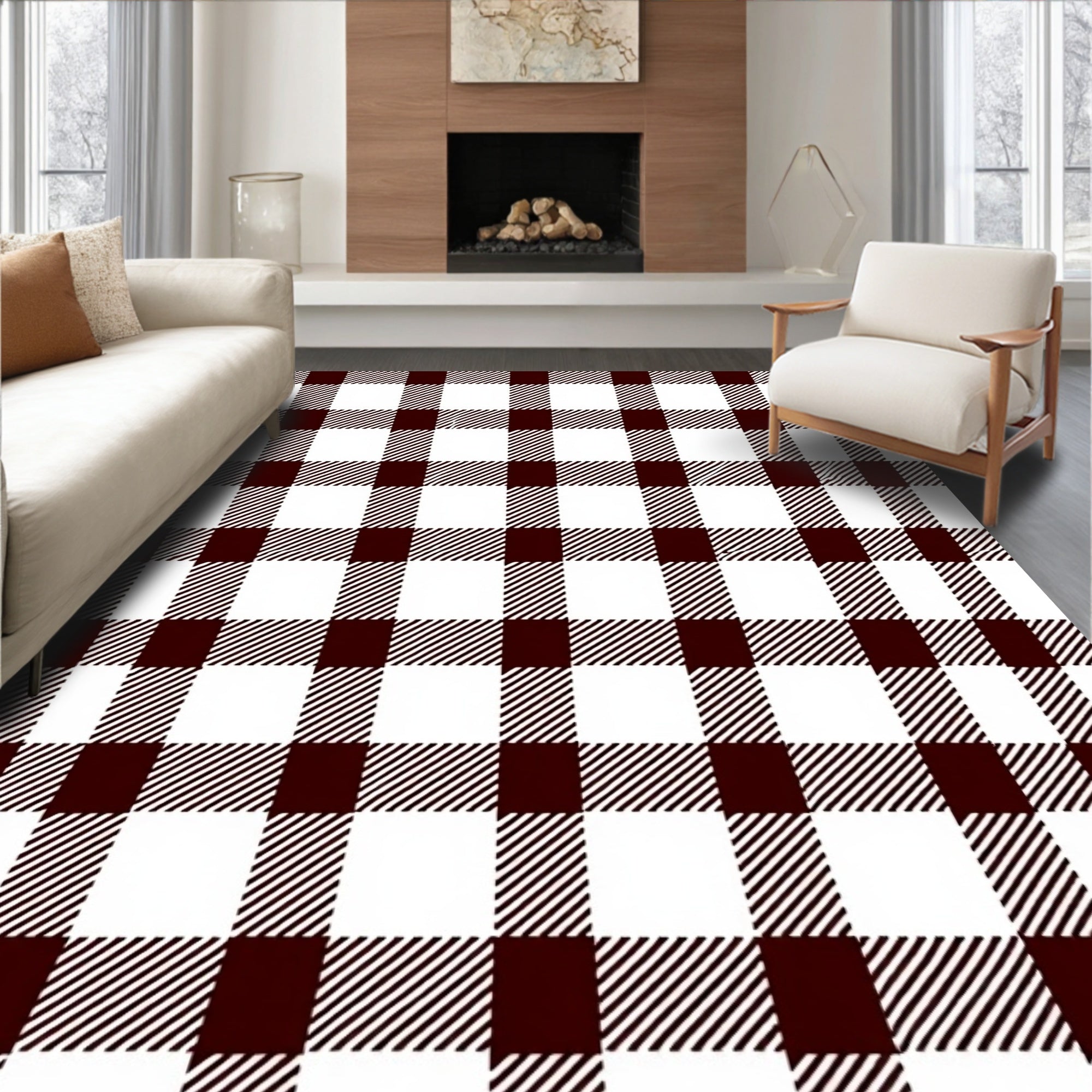 Classic Plaid Pattern Rug