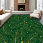 Golden Feathers and Stars Pattern Rug