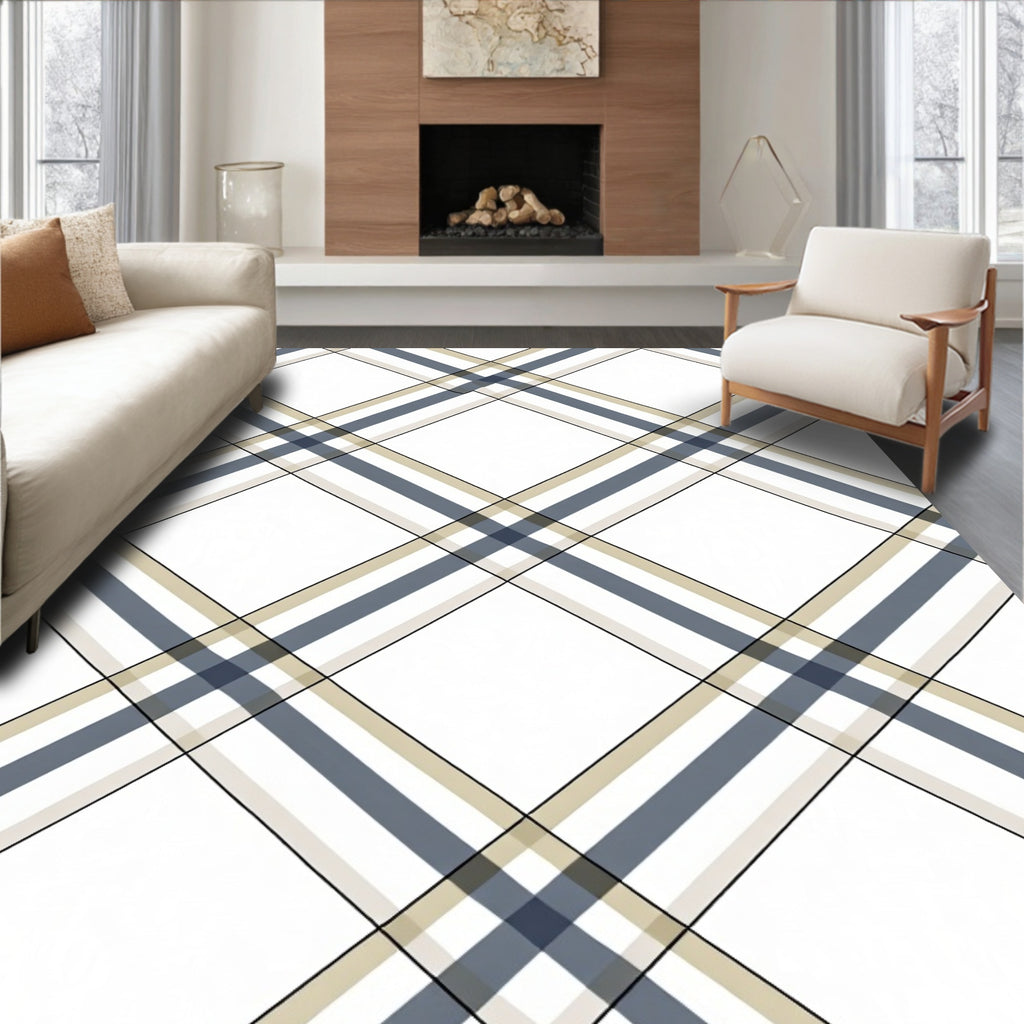 Classic Tartan Diagonal Pattern Design Rug