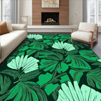 Tropical Leaf Pattern With Green Hues Rug