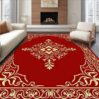 Red Gold Flourish Mandala Pattern Rug