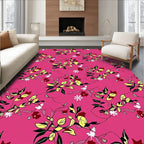 Vibrant Floral Vines Blossoms Pattern Rug