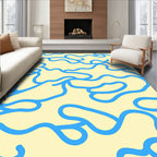 Abstract Blue Wavy Pattern Rug