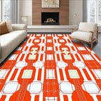 Bold Red Graphic Geometric Pattern Rug